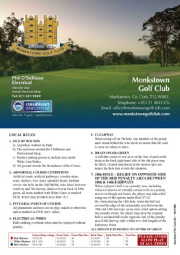 Monkstown Golf Club Scorecard Front